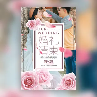 高端韩式清新婚礼订婚邀请函/请柬